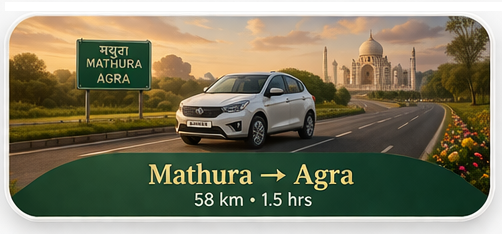 Mathura to Agra route